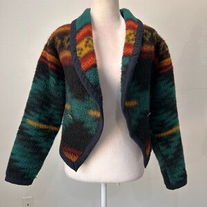 Together West Vintage Cropped  Southwestern or Aztec PatterJacket, Size M